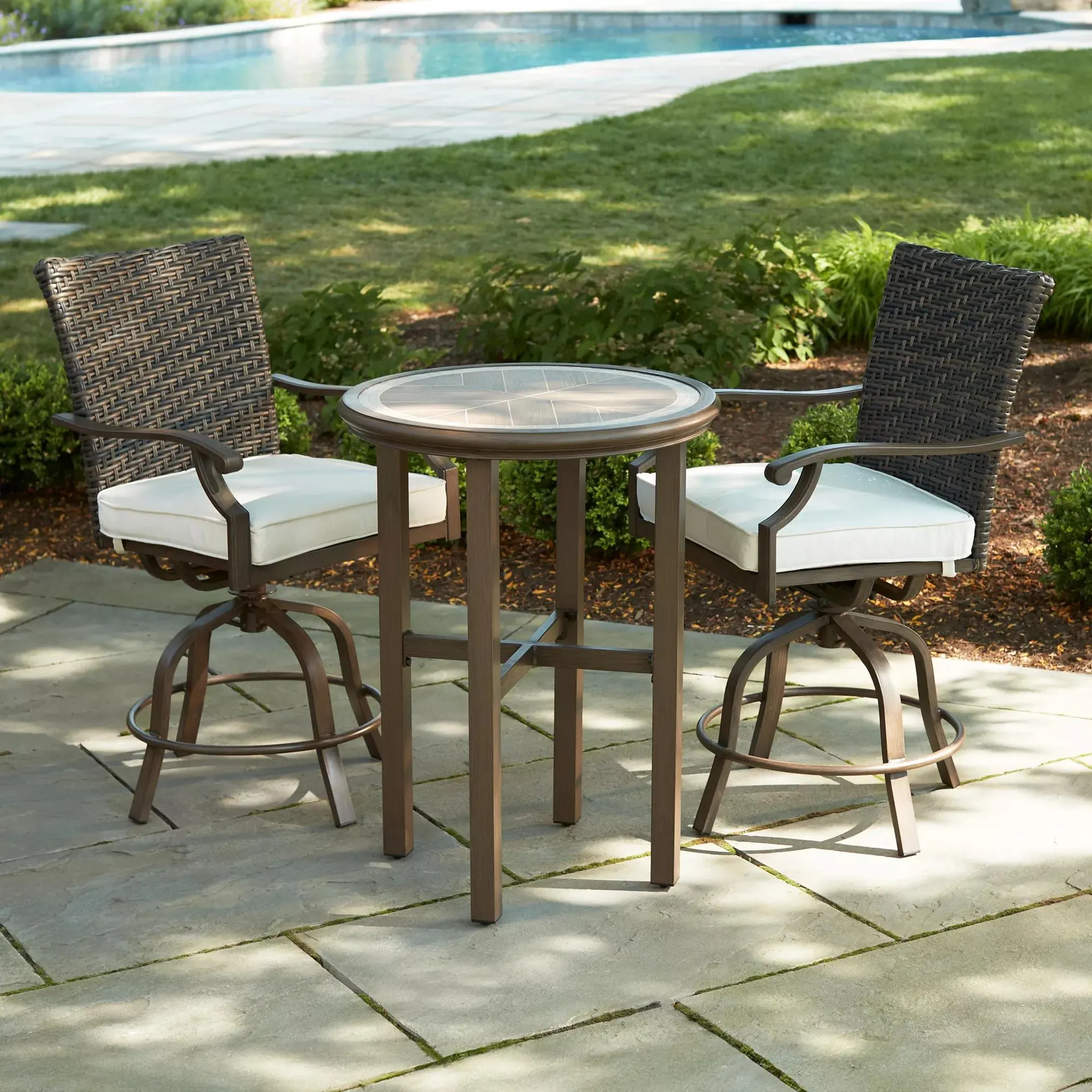 Berkley Jensen Outdoor Patio Portsmouth 3-Pc. Bar Height Swivel Bistro Set