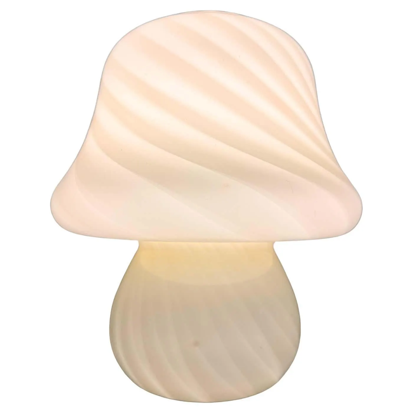 Italian Handblown Murano Swirl Glass Mushroom Lamp in Creamy White, MCM, 1970s