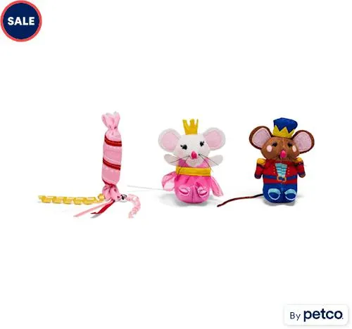 Merry Makings Nutcracker Cat Toy, Pack of 3