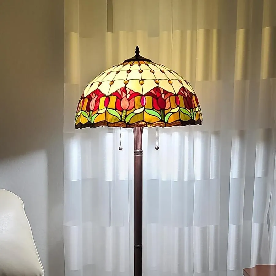 Amora Lighting 62-in Multi Standard Floor Lamp with Glass Shade