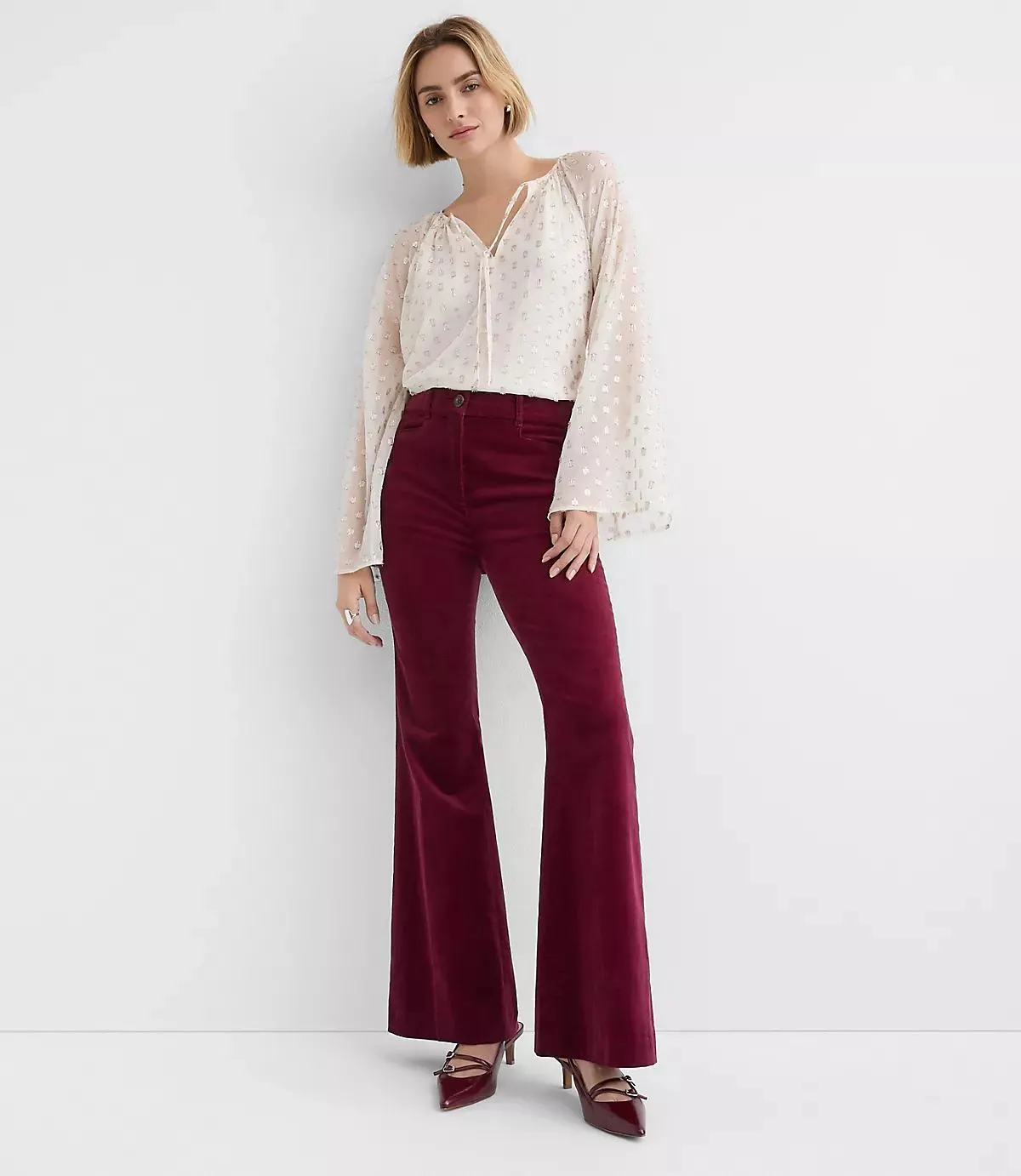 Slim Flare Pants in Stretch Velvet
