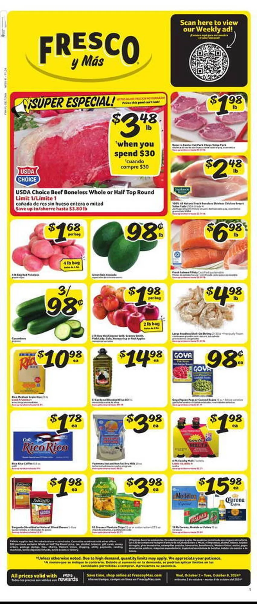 Weekly ad Fresco y Más Weekly Ad from October 2 to October 8 2024 - Page 1