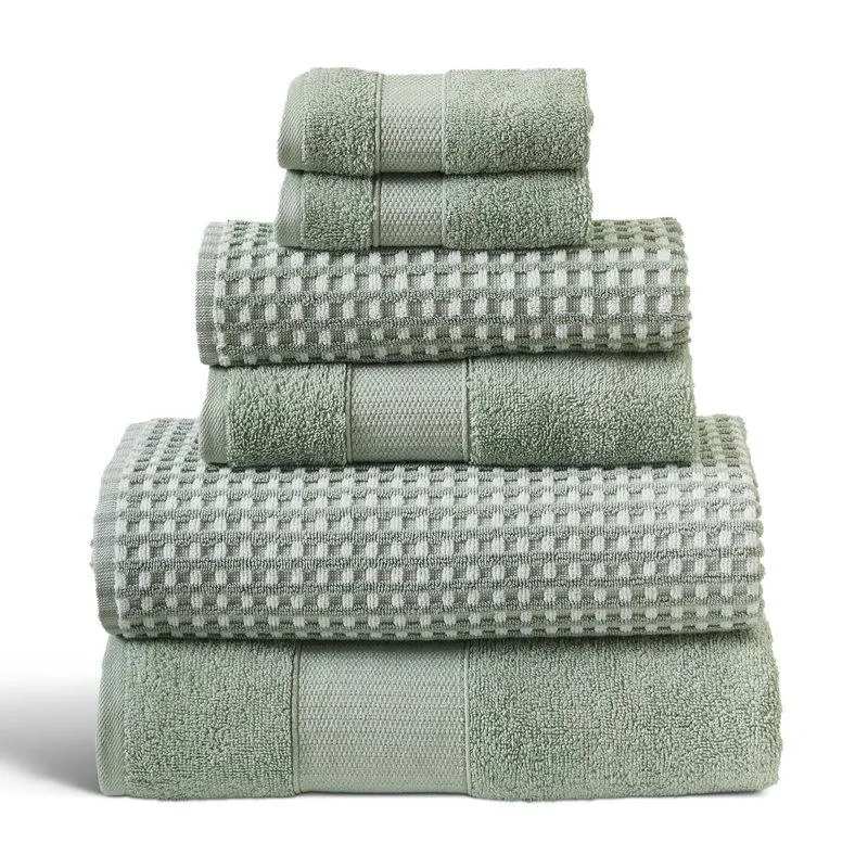 Modern Threads Drucilla 6-Piece 100% Combed Cotton Yarn Dyed Cobblestone Jacquard Towel Set