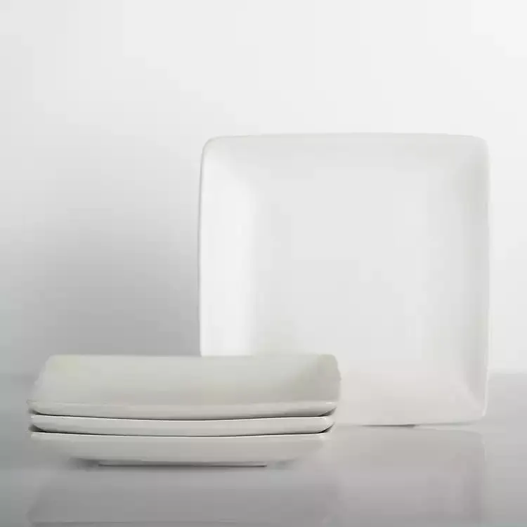 Ecru Square Simple Things Salad Plates, Set of 4