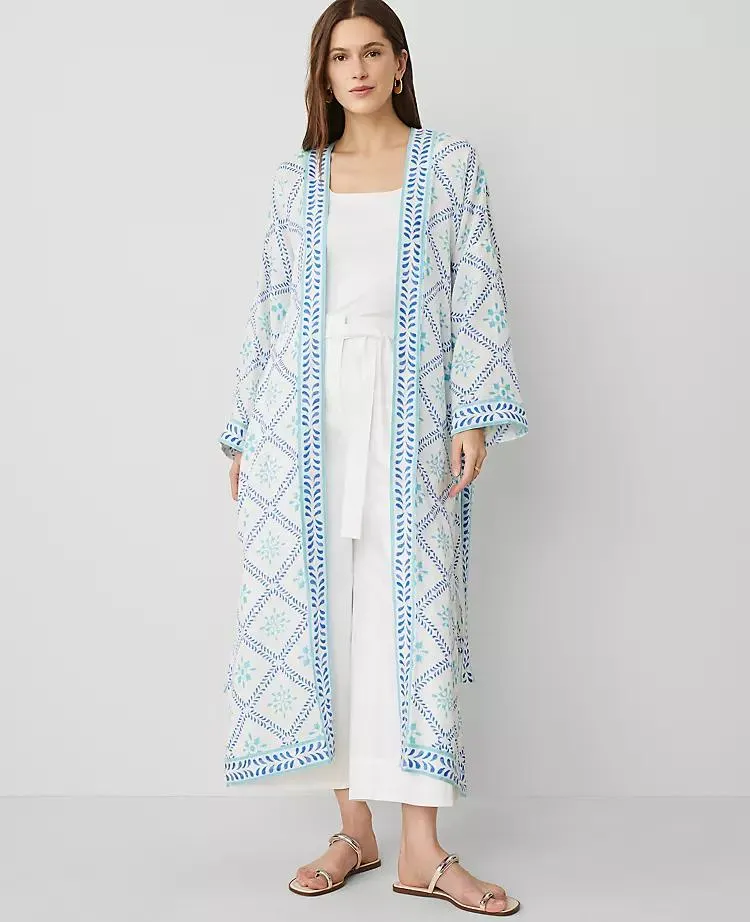 Tile Embroidered Kimono