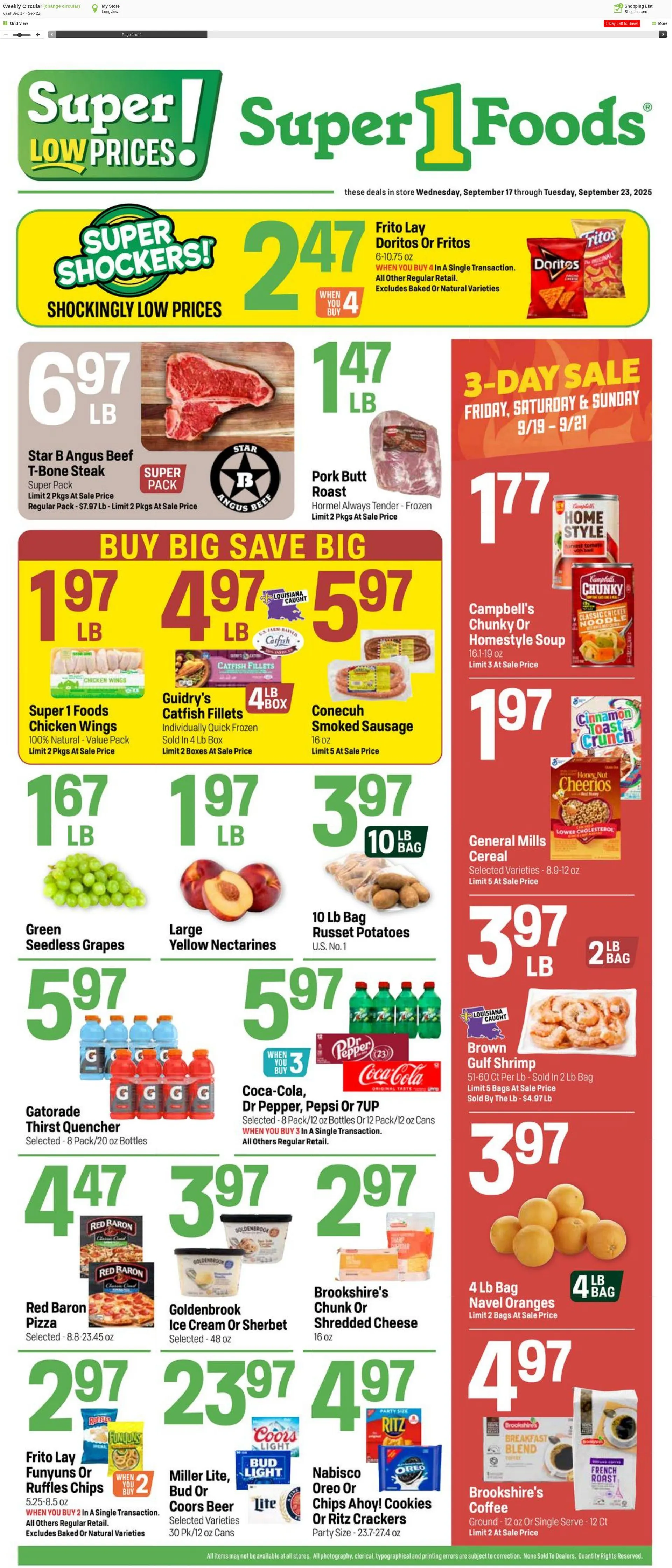 Weekly ad Super1Foods from September 24 to September 30 2025 - Page 1