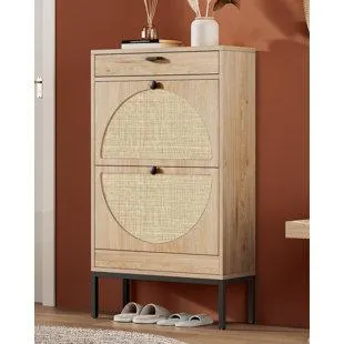 Boho Natural Rattan Shoe Storage Cabinet