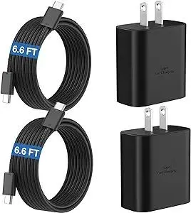 45W Super Fast Charger USB C Android Phone Type C Charger Fast Charging Block with 6.6FT Charge Cord for Samsung Galaxy S25 Ultra/S25+/S24 Ultra/S24+/S23 Ultra/S23+/S22 Ultra/S22+/S20 Ultra/Note 10+
