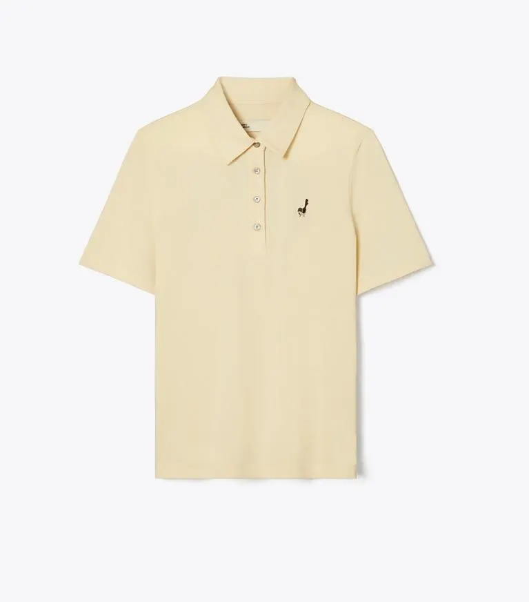 BIRDIE-EMBROIDERED COTTON POLO