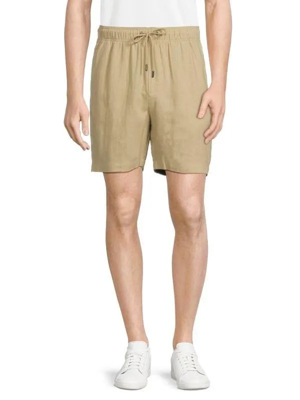 Drawstring Linen Blend Shorts