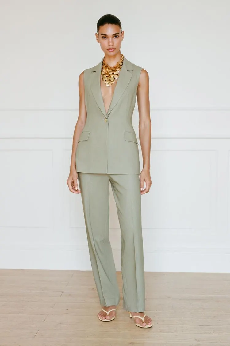 STRAIGHT LEG LINEN PANTS