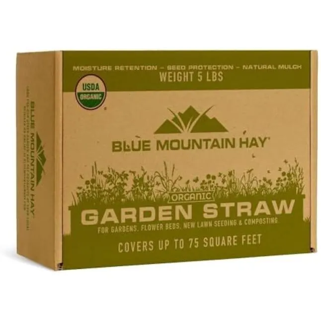 Blue Mountain Organic Garden Straw (5lb) by Hay - Perfect Mulch for Gardens and Landscaping