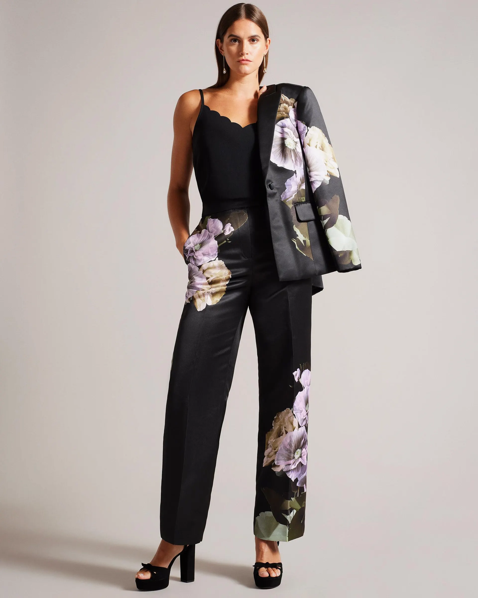 Nayaat High Waisted Wide Leg Trousers Black