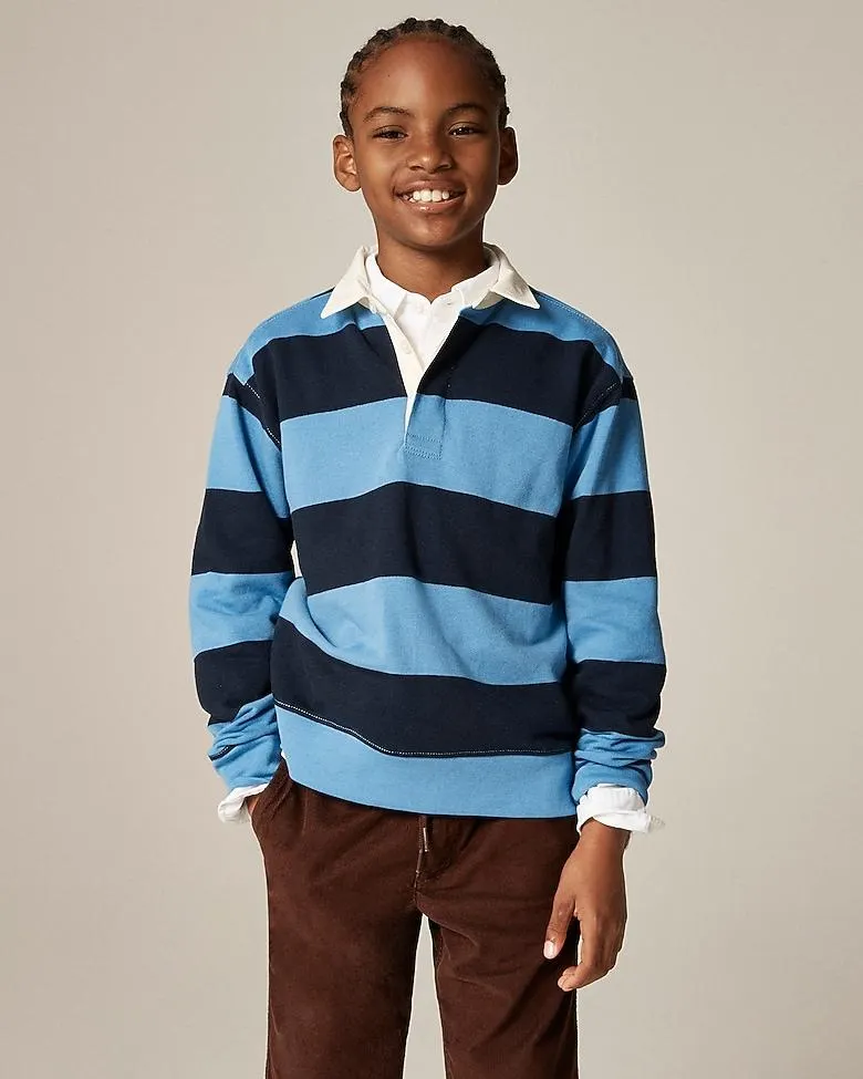 Kids' junior varsity rugby sweatshirt in striped terry