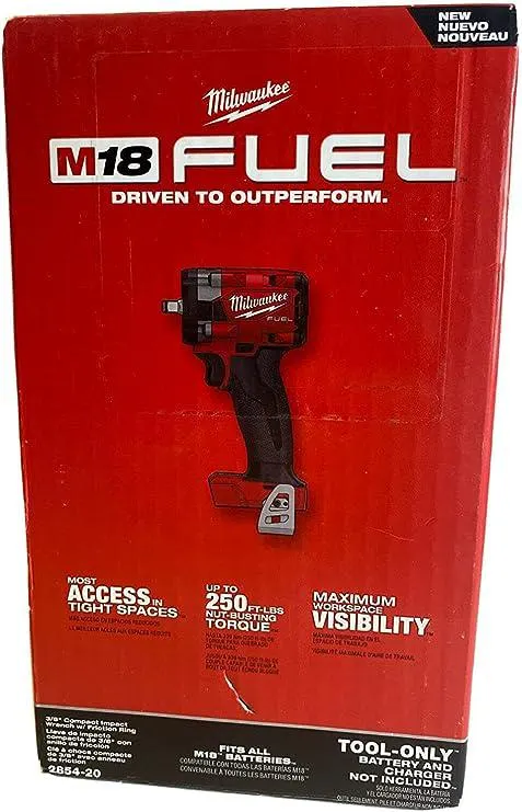 Milwaukee FUEL 2854-20 3/8 Brushless Cordless Impact Wrench Volt (Bare Tool Only), Red