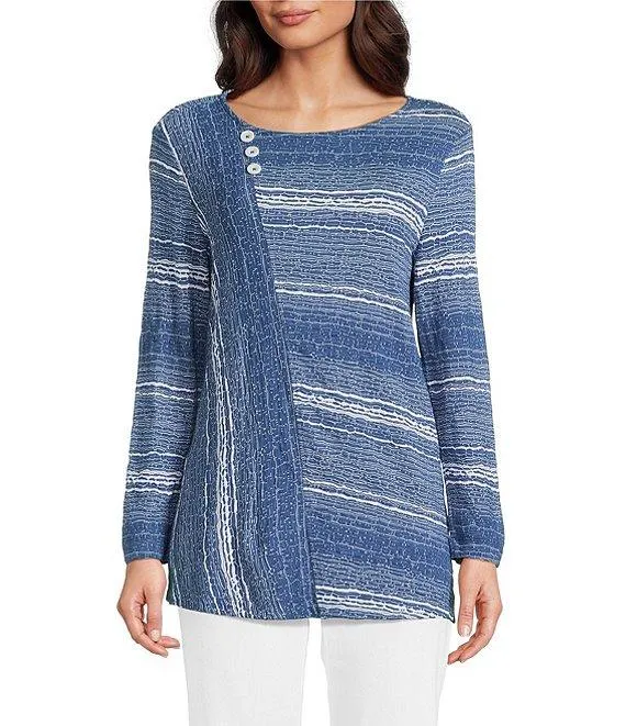 Textured Knit Round Neck Long Sleeve Top