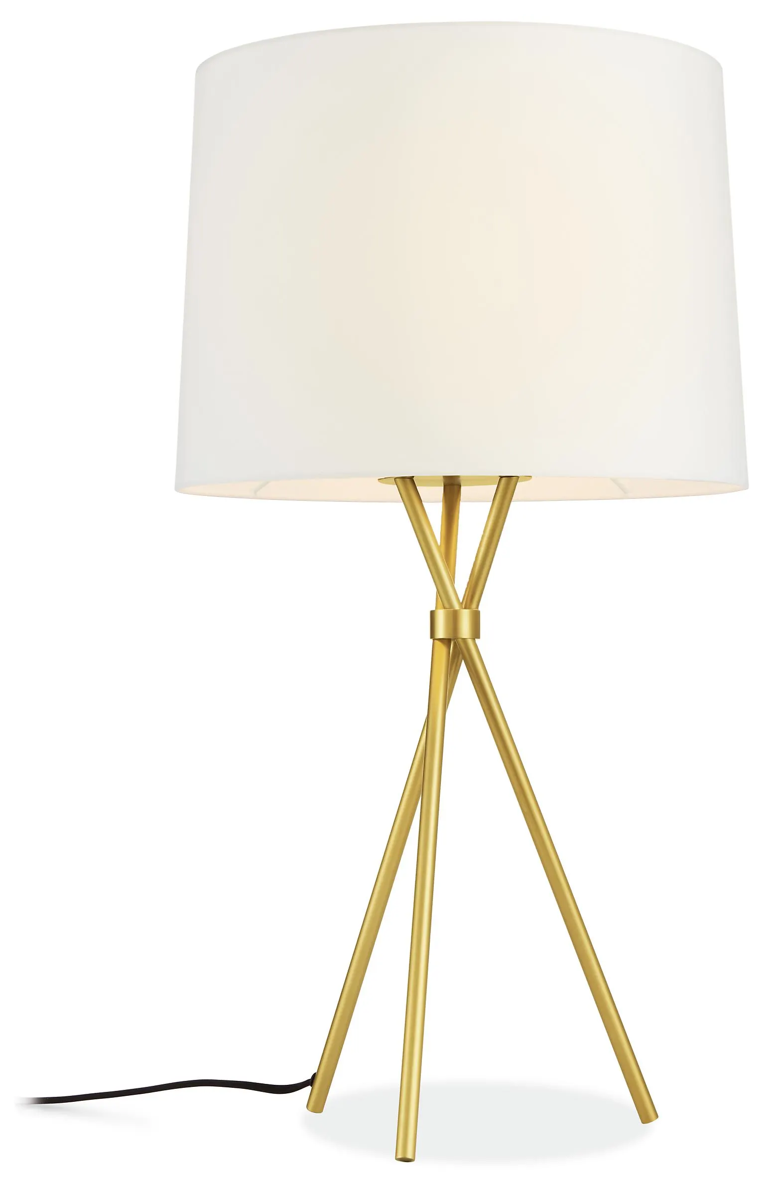 Tri-Plex Table Lamp in White with Satin Brass