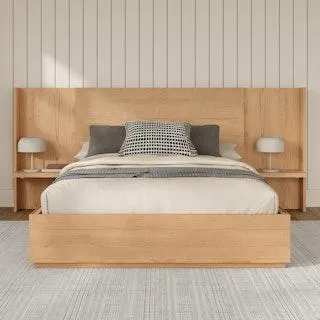 Leif Queen Storage Bed with Nightstands Set - White Oak