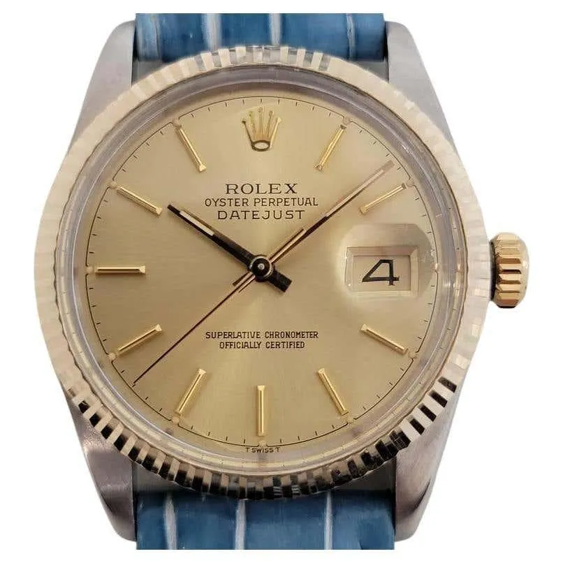 Mens Rolex Ref 16013 Oyster Datejust 18k SS Automatic 1980s Swiss Vintage RJC184