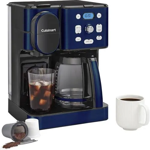 Cuisinart SS-16 Coffee Center 2-in-1 Coffeemaker and Single Serve Combo Brewer, Navy Blue