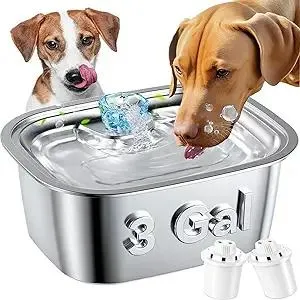 Dog Water Fountain for Large Dogs: 11L/3G Dog Fountain Stainless Steel - Big Pet Drinking Fountain Indoor -Super Quiet Water Fountain for Dogs Water Bowl Dispenser for Large Dog Cats & Multi-Pet Home