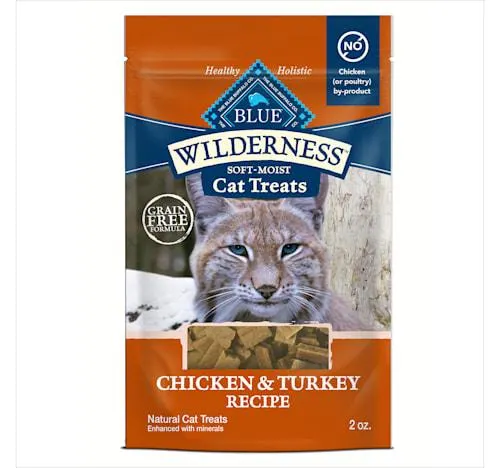 Blue Buffalo Wilderness Grain-Free and Protein-Rich, Great for Training, Chicken & Turkey Recipe Soft Cat Treats, 2 oz.