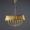 Vintage Brass and Fabric Chandelier, Italy, 1940s-1950s