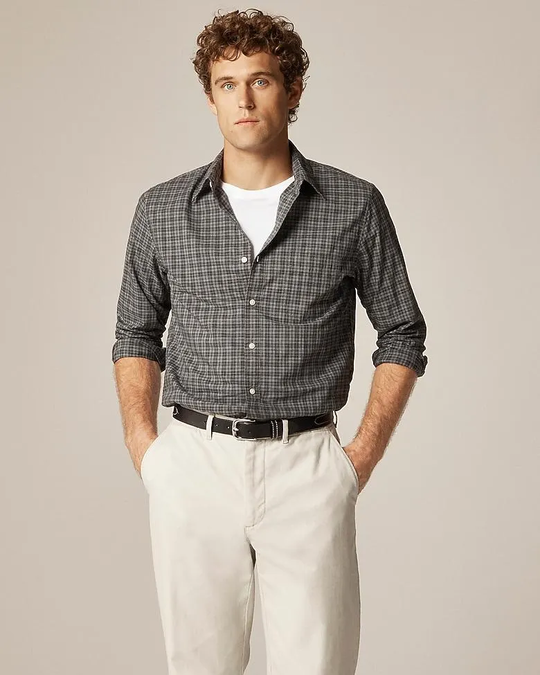 Secret Wash cotton poplin shirt with point collar