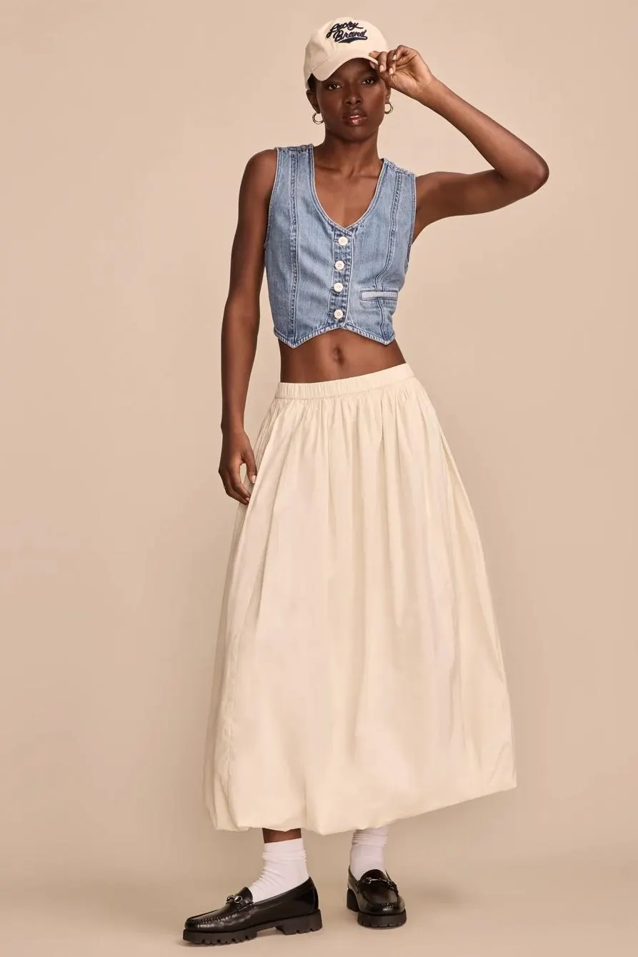 bubble poplin maxi skirt