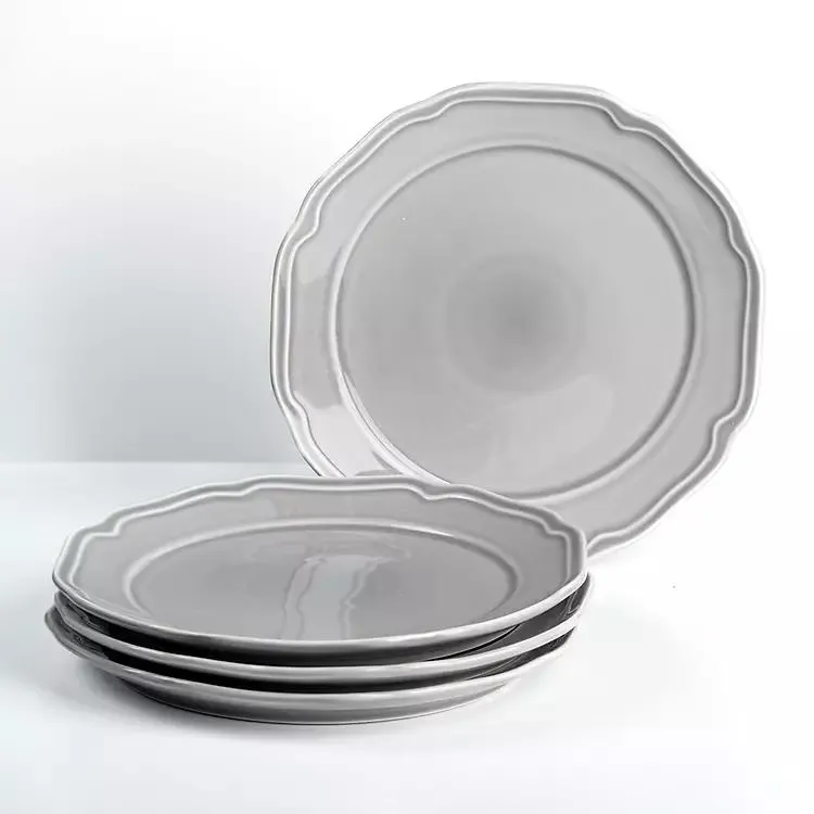 Gardner Gray Scalloped Dinner Plates, Set of 4