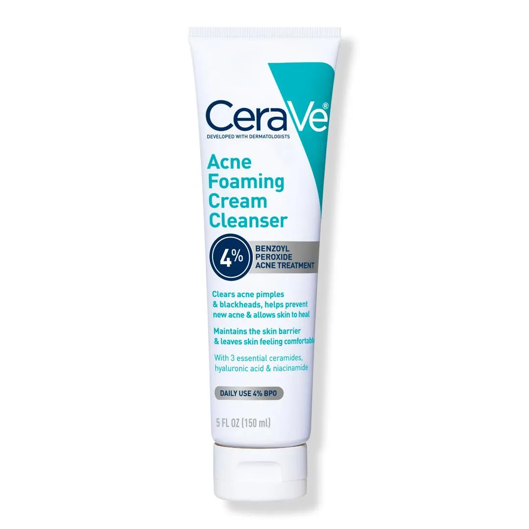Acne Foaming Cream Cleanser with 4% BPO for Acne Prone Skin