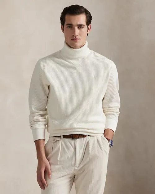 Waffle-Knit Fleece Turtleneck