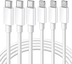 [MFi Certified] USB C to Lightning Cable 3Pack 10FT iPhone Fast Charger Cable Type C Charging Cord Compatible with iPhone 14 13 13 Pro Max 12 12 Pro Max 11 XS XR X 8 iPad,White