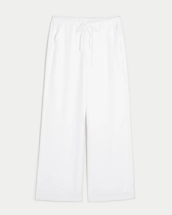 Linen-Blend Pull-On Baggy Pants