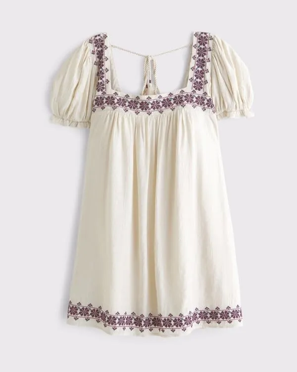 Puff Sleeve Babydoll Mini Dress