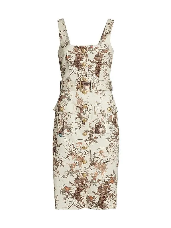 Idy Printed Stretch Cotton Belted Tank Dress