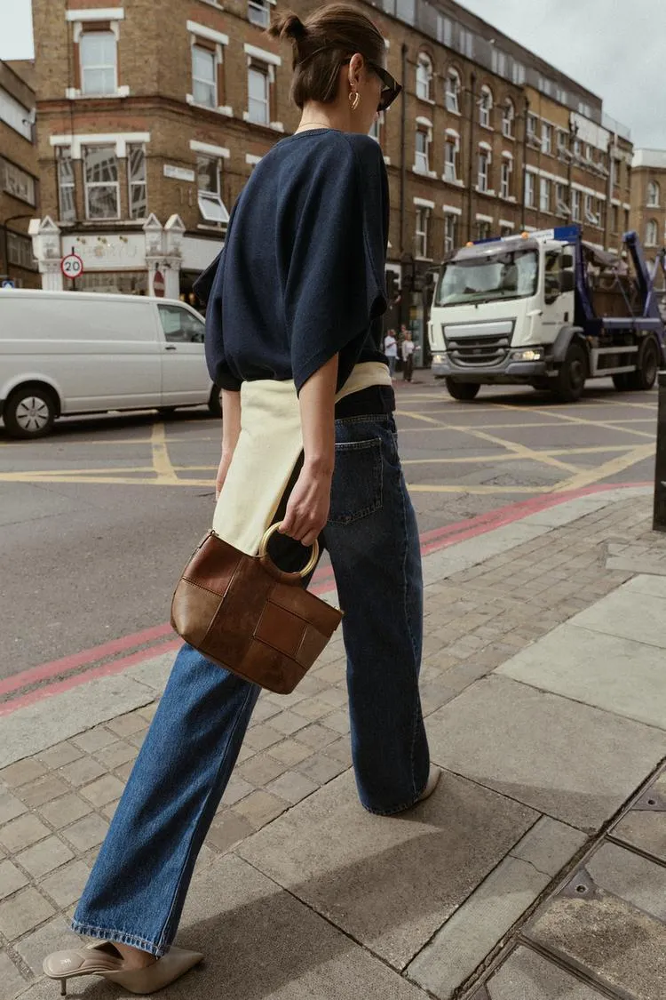 PATCHWORK RIGID HANDLE MINI BUCKET BAG