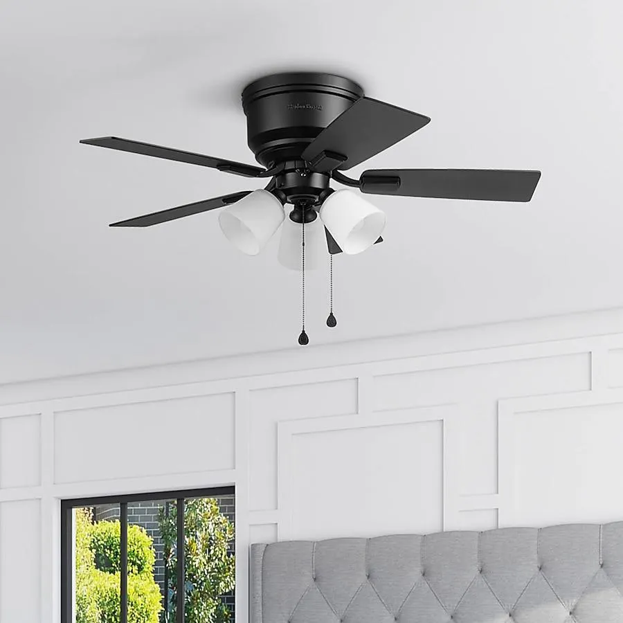 Harbor Breeze Coachman 42-in Flush Mount Matte Black with Matte Black/Dark Chocolate Blades Ceiling Fan With Light ( 5 -Blade )