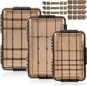3 Pack Fishing Tackle Boxes, 3600 3700 Tray Storage Box, Waterproof Plastic Container with Adjustable Divider, Tea-Colored Floating Snackle Lure Organizer for Saltwater Freshwater(3 Size)
