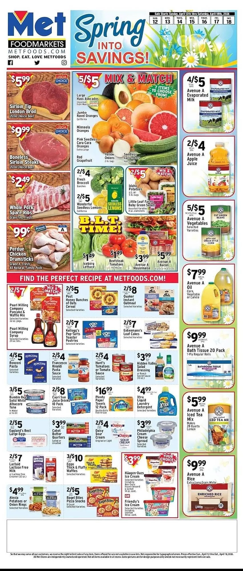 Weekly promotion Met Foodmarkets weekly ad spanning from April 12 to April 18 2026 - Page 1 for Catalogue 365