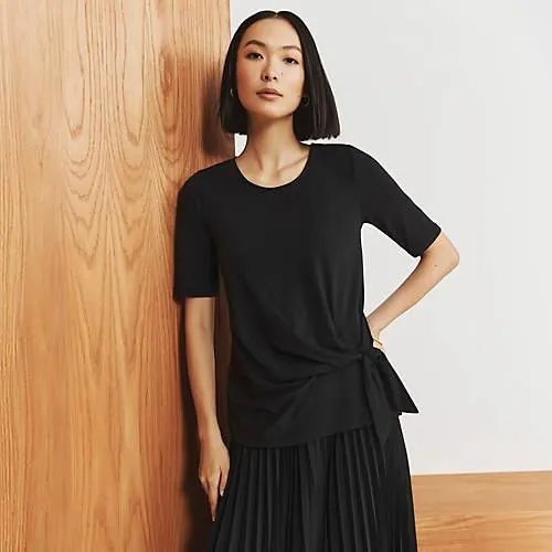 Women's Lightweight Jersey Tie Front Top