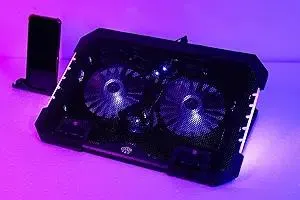 RGB Gaming Laptop Cooling Pad 17-12Inch 4Fans (Customized RGB Sidelight with Switch,Laptop Fan Speed Adjustable,5 Heights Adjustment with Phone Holder)Fit Apple MacBook Laptop Fan Cooling Pad