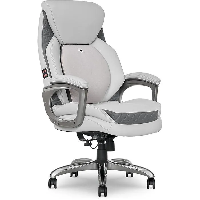 Sharper Image S-600 Active Lumbar Heated Ergonomic Bonded Leather Swivel Executive Massage Chair,