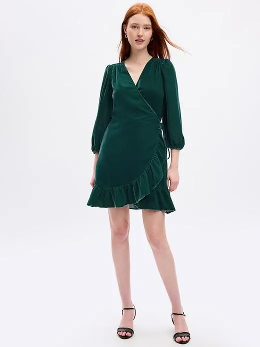 Velvet Wrap Mini Dress