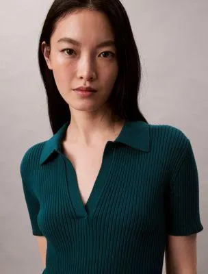Smooth Cotton Rib Sweater Polo