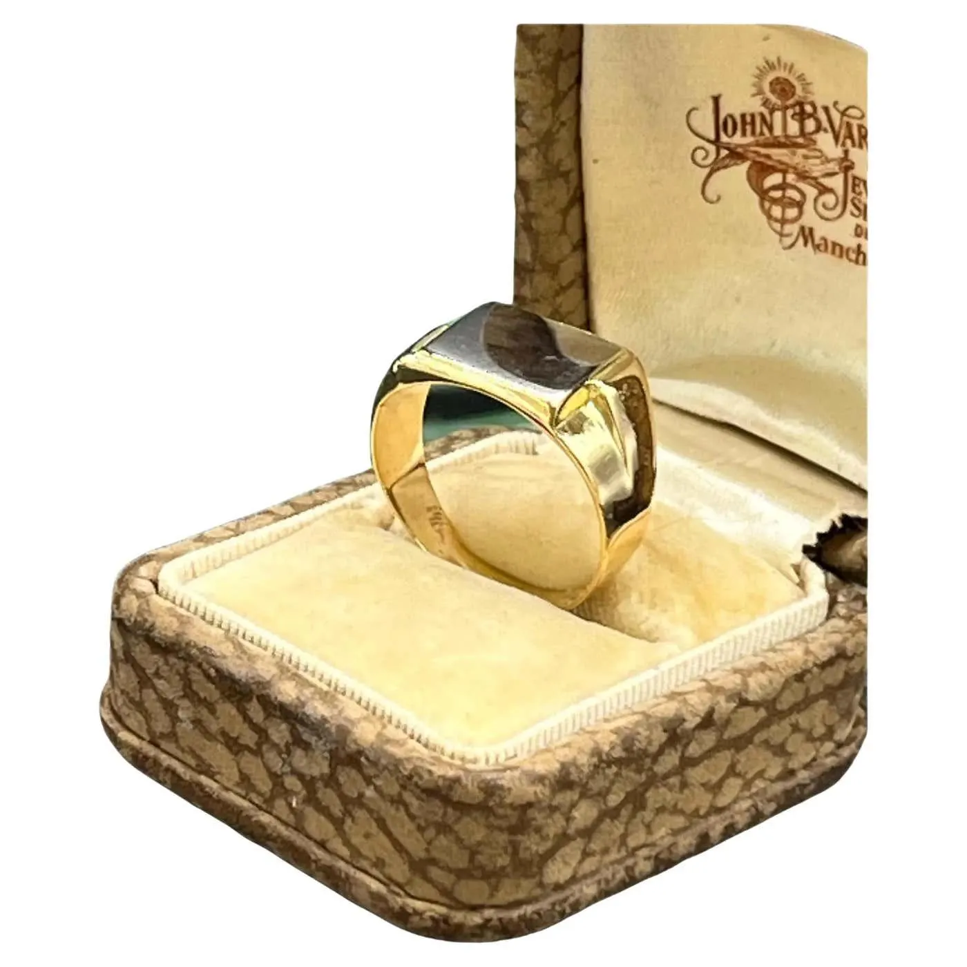 Antique 18ct Gold & Platinum, 1920s Art Deco Signet Ring