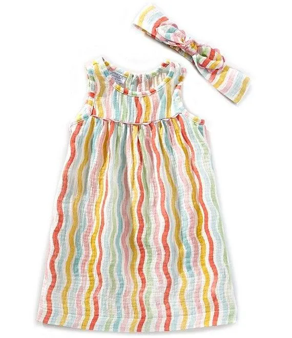 Little Girls Sleeveless Rainbow Empire-Waist Dress