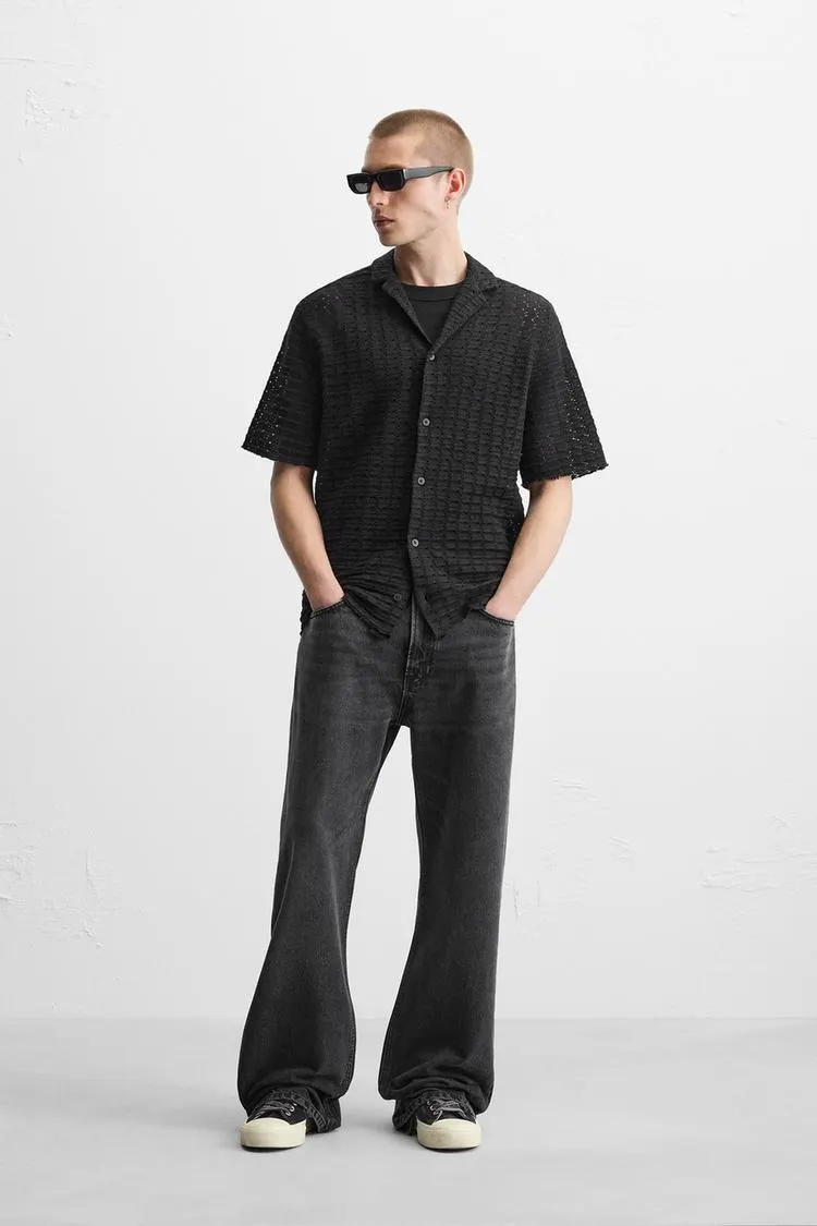 TEXTURED WEAVE KNIT SHIRT