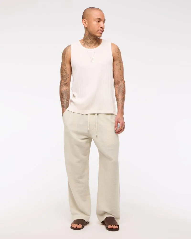Baggy Cotton Textured Pull-On Pant