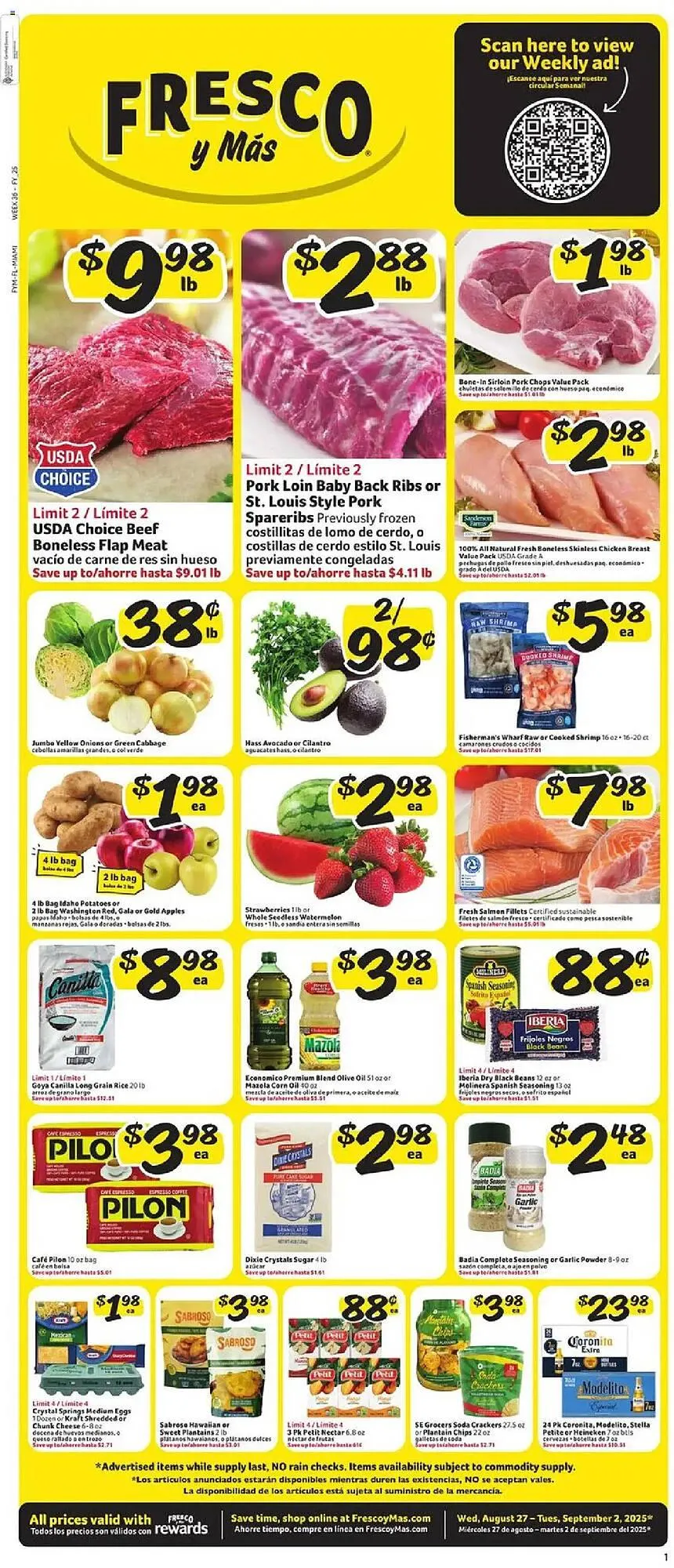 Weekly ad Fresco y Más Weekly Ad from August 27 to September 3 2025 - Page 1